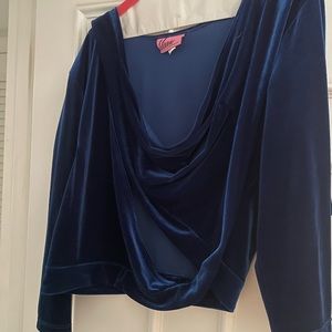 Vixen blue velvet wrap top